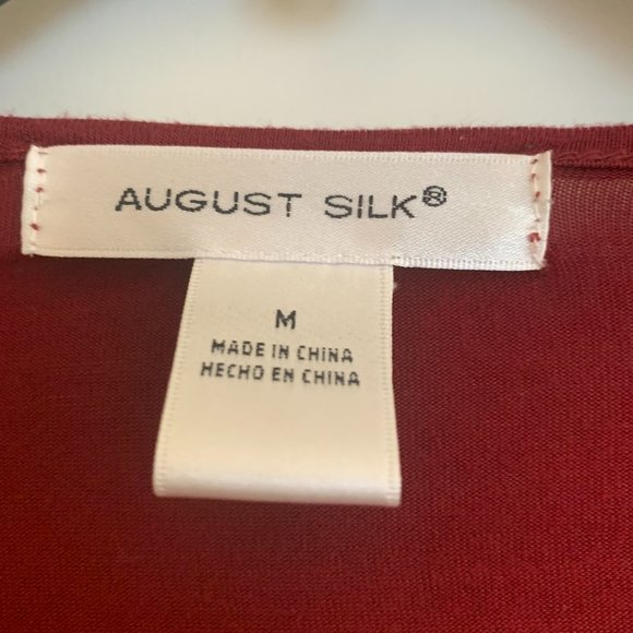 August Silk Cardigan, Red, Ruffled, Size M - Picture 3 of 5